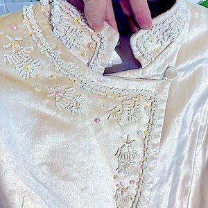 BCBGirls cream crushed velvet beaded bolero style jacket, stunning!
